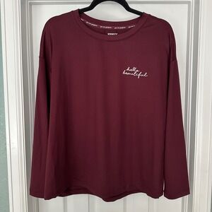 Joyspun Dreamy Soft Collection Long Sleeve Top Hello Beautiful Size Medium NWT